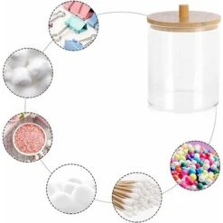 Distributeur De Pots En Coton,Triomphe 2 Pièces Boîte De Coton Tige Transparente, Boîte De Coton Tige En Plastique, Conteneur De Coton Rond, Pour Les Cosmétiques, Les Boules De Coton -Wenko || Grohe || HOMCOM Soldes 51032329 3
