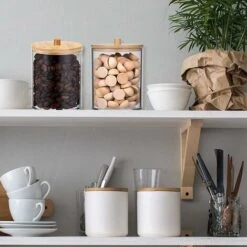 Distributeur De Pots En Coton,Triomphe 2 Pièces Boîte De Coton Tige Transparente, Boîte De Coton Tige En Plastique, Conteneur De Coton Rond, Pour Les Cosmétiques, Les Boules De Coton -Wenko || Grohe || HOMCOM Soldes 51032329 4