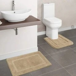 Tapis De Bain Absorbants Beige, 53 X 86 Cm+50 X 50 Cm Microfibre Set De Tapis Toilette Antid¨¦rapant Absorbants Lavable Tapis De Bain Et Contour WC ,Turquoise -Wenko || Grohe || HOMCOM Soldes 51204144 5
