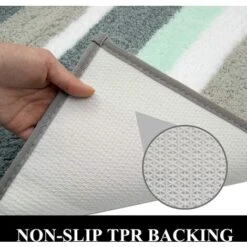 Tapis De Bain En Microfibre Tapis Tapis De Douche Pour Salle De Bain Absorbant Antid¨¦rapant Tapis De Sol Lavable En Machine(50X80cm,Vert/Gris) -Wenko || Grohe || HOMCOM Soldes 51204181 3