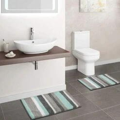 Tapis De Bain En Microfibre Tapis Tapis De Douche Pour Salle De Bain Absorbant Antid¨¦rapant Tapis De Sol Lavable En Machine(50X80cm,Vert/Gris) -Wenko || Grohe || HOMCOM Soldes 51204181 4