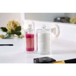 Boîte à Coton 2 Cases Ronds Rangement Maquillage Acrylique Transparent Pour Coton Tige Et Coton，Irisfr -Wenko || Grohe || HOMCOM Soldes 51218236 3