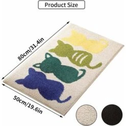 50X80cm Extra Doux Microfibre Tapis De Bain Antidérapant Motif De 4 Chats Tapis De Salle De Bain Lavable En Machine Tapis De Bain Tapis De Tapis Super Absorbants,Kaki -Wenko || Grohe || HOMCOM Soldes 51608024 5