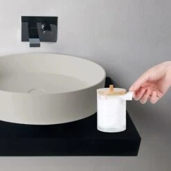 Porte Coton Tige, Distributeur Coton, 3 Pièce Boite A Coton,avec Couvercle En Bois, étanche à La Poussière Et à Lhumidité, Pour Salon, Chambre Coucher, Salle De Bain，Starlight -Wenko || Grohe || HOMCOM Soldes 52065490 4