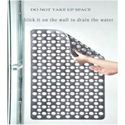 RHAFAYRE Tapis De Douche Antidérapant Antibactérien TPE,75x43 CM Tapis De Bain De Baignoire Tapis De Pied Résistant à La Moisissure Et Lavable En Machine Pour Douche Ou Baignoire,Trou Rond Gris -Wenko || Grohe || HOMCOM Soldes 54251953 4