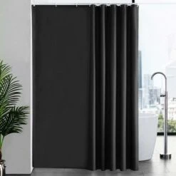 Petit Rideau De Douche,Noir,Anti Moisissure,Tissu Polyester,Imperméable,Rideaux Baignoire Lavable En Machine,80 X 180cm（WxH）,avec Crochets