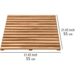 WENKO Grille De Bain Pour L'intérieur Et L'extérieur Acacia, Caillebotis De Douche En Bois D'acacia Certifié FSC®, Pour La Douche, Le Sauna Et La Piscine, Dessous Antidérapant, (L X P) : 55 X 55 Cm -Wenko || Grohe || HOMCOM Soldes 55471573 4