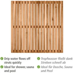 WENKO Grille De Bain Pour L'intérieur Et L'extérieur Acacia, Caillebotis De Douche En Bois D'acacia Certifié FSC®, Pour La Douche, Le Sauna Et La Piscine, Dessous Antidérapant, (L X P) : 55 X 55 Cm -Wenko || Grohe || HOMCOM Soldes 55471573 5