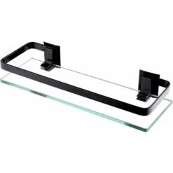 Etagère Murale Salle De Bain En Verre Transparent, Tablette Salle De Bain, Organiseur De Douche Salle De Bain (Noir)
