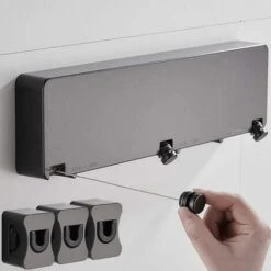 Corde à Linge Rétractable Pour L'intérieur,Ligne De Lavage Rétractable Automatique De 6 Mètres,Fil Métallique Pour Vêtements Frais, Cordes à Linge Fraîches, 2 Styles,BlackB