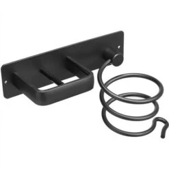 Support De Sèche-cheveux Aluminium Pas De Poinçonnage 13.522.510.5 Cm Noir FUIENKO -Wenko || Grohe || HOMCOM Soldes 59801817 4