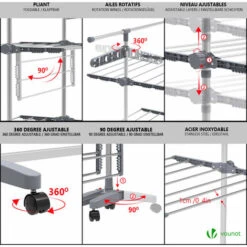 Sechoir A Linge Inox Etendoir Robuste Ailes Pliables 3 Niveaux -Wenko || Grohe || HOMCOM Soldes 60436483 4