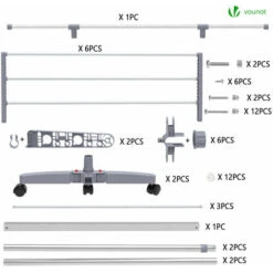 Sechoir A Linge Inox Etendoir Robuste Ailes Pliables 3 Niveaux -Wenko || Grohe || HOMCOM Soldes 60436483 5
