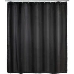 Rideau De Douche Antimoisissure, Rideau De Douche 180x200 Cm, Lavable En Machine Et Waterproof, 12 Anneaux Rideau De Douche En Plastique Blanc Inclus, 100% Polyester, 180x200 Cm, Noir - Noir