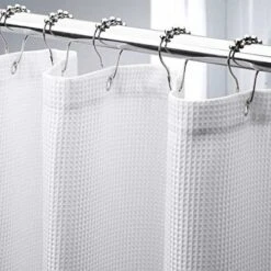 Rideau De Douche Gaufré 180x180CM,rideaux De Douche En Tissu Résistant Avec Tissage Gaufré Rideaux De Douche De Salle De Bain De Qualité Hôtelière