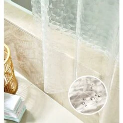 Rideau De Douche Transparent, 180x200cm 3D Rideau Douche Salle De Bain PEVA Anti-moisissure Antibactérien Imperméable Lavable Avec 12 Anneaux Crochets Pour Baignoire, Sans PVC -Wenko || Grohe || HOMCOM Soldes 61310291 3