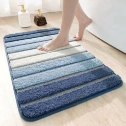 Tapis De Bain Tapis De Bain Bleu Tapis De Salle De Bain Absorbant Antidérapant Lavable Tapis De Sol De Douche Tapis 50CM X 80CM