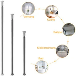 Randaco Barre à Tension De Douche Tringle à Rideaux Sans Perçage Tige Barre Inox Téléscopique 140-260cm Comme Tringle De Douche -Wenko || Grohe || HOMCOM Soldes 63579974 4