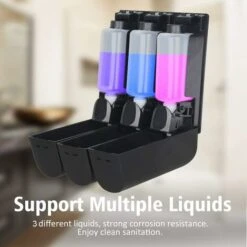 3 Distributeurs De Savon Pour Gel Douche Shampooing Revitalisant Mural Noir Mat -Wenko || Grohe || HOMCOM Soldes 63938897 3