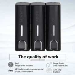 3 Distributeurs De Savon Pour Gel Douche Shampooing Revitalisant Mural Noir Mat -Wenko || Grohe || HOMCOM Soldes 63938897 4