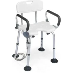 RELAX4LIFE Chaise De Douche Ergonomique Hauteur Réglable 67-79cm Avec Accoudoirs Et Dossier Amovibles, Tabouret De Bain Siège De Douche En U Pour Personnes Âgées Handicapées Enceintes