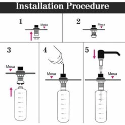 Distributeur De Savon évier Cuisine, Distributeur De Détergent Encastrable En Acier Inoxydable De Cuisine 350 ML, Distributeur De Savon Rechargeable Avec Pompe Rotative à 360 ° (Noir Mat) -Wenko || Grohe || HOMCOM Soldes 64158921 3