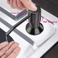 Distributeur De Savon évier Cuisine, Distributeur De Détergent Encastrable En Acier Inoxydable De Cuisine 350 ML, Distributeur De Savon Rechargeable Avec Pompe Rotative à 360 ° (Noir Mat) -Wenko || Grohe || HOMCOM Soldes 64158921 5