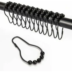 Lot De 12 Crochets De Rideau De Douche Avec Système Coulissant En Acier Inoxydable Pour Tringle De Douche De Salle De Bain (noir)