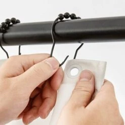 Lot De 12 Crochets De Rideau De Douche Avec Système Coulissant En Acier Inoxydable Pour Tringle De Douche De Salle De Bain (noir) -Wenko || Grohe || HOMCOM Soldes 65503356 4