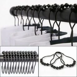 Lot De 12 Crochets De Rideau De Douche Avec Système Coulissant En Acier Inoxydable Pour Tringle De Douche De Salle De Bain (noir) -Wenko || Grohe || HOMCOM Soldes 65503356 5