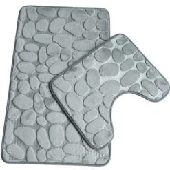 Ensemble De Tapis De Bain En Galets à Mémoire De Forme Tapis De Salle De Bain 2 Pièces Tapis De Bain Rouge Absorbant Doux Et Antidérapant (50 Cm X 80 Cm) Et Tapis De Piédestal (environ 50 Cm X 40 Cm) -Wenko || Grohe || HOMCOM Soldes 65503869 3