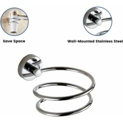 Support De Sèche-cheveux, Support De Sèche-cheveux En Acier Inoxydable Pour Outils De Soin Des Cheveux, Support Mural Chromé Pour Salle De Bain, Chambre à Coucher, Salon De Coiffure, Salon De Coiffure -Wenko || Grohe || HOMCOM Soldes 65504044 3