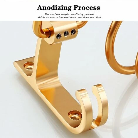 Porte-sèche-cheveux Avec Porte-gobelets Étagère De Soufflage Support Mural En Métal Étagère De Rangement Pour Salle De Bain Or 5 Porte-sèche-cheveux Avec Porte-gobelets Étagère De Soufflage Support Mural En Métal Étagère De Rangement Pour Salle De Bain Or – Image 3