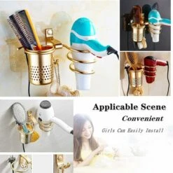 Porte-sèche-cheveux Avec Porte-gobelets Étagère De Soufflage Support Mural En Métal Étagère De Rangement Pour Salle De Bain Or 11 Porte-sèche-cheveux Avec Porte-gobelets Étagère De Soufflage Support Mural En Métal Étagère De Rangement Pour Salle De Bain Or -Wenko || Grohe || HOMCOM Soldes 65506943 5