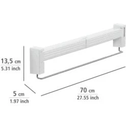 WENKO Séchoir Linge Mural Butterfly, étendoir Mural Pliable Gain De Place, Usage Intérieur, Longueur étendage 3,5m, Acier Chromé, 70x36x10,5 Cm, Brillant - Blanc -Wenko || Grohe || HOMCOM Soldes 6578234 4