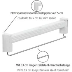 WENKO Séchoir Linge Mural Butterfly, étendoir Mural Pliable Gain De Place, Usage Intérieur, Longueur étendage 3,5m, Acier Chromé, 70x36x10,5 Cm, Brillant - Blanc -Wenko || Grohe || HOMCOM Soldes 6578234 5