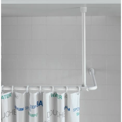 WENKO Support Barre De Douche, Support Plafond Pour Barre De Douche Et De Baignoire, Compatible Barre De Douche Ø 2 / 2,5 Cm, à Percer, Matériel De Fixation Inclus, Aluminium - Plastique, 57 Cm, Blanc 4 WENKO Support Barre De Douche, Support Plafond Pour Barre De Douche Et De Baignoire, Compatible Barre De Douche Ø 2 / 2,5 Cm, à Percer, Matériel De Fixation Inclus, Aluminium - Plastique, 57 Cm, Blanc – Image 2