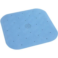 WENKO Tapis De Douche, Tapis Salle De Bain Antidérapant Avec évacuation Eau, Caoutchouc Naturel, 45 X 45 Cm, Bleu