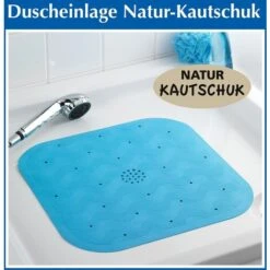 WENKO Tapis De Douche, Tapis Salle De Bain Antidérapant Avec évacuation Eau, Caoutchouc Naturel, 45 X 45 Cm, Bleu 11 WENKO Tapis De Douche, Tapis Salle De Bain Antidérapant Avec évacuation Eau, Caoutchouc Naturel, 45 X 45 Cm, Bleu -Wenko || Grohe || HOMCOM Soldes 6578826 5