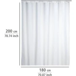 WENKO Rideau De Douche Antimoisissure Blanc, Rideau De Douche 180x200 Cm, Lavable En Machine Et Waterproof, 12 Anneaux Rideau De Douche En Plastique Blanc Inclus, 100% Polyester, 180x200 Cm, Blanc 9 WENKO Rideau De Douche Antimoisissure Blanc, Rideau De Douche 180x200 Cm, Lavable En Machine Et Waterproof, 12 Anneaux Rideau De Douche En Plastique Blanc Inclus, 100% Polyester, 180x200 Cm, Blanc -Wenko || Grohe || HOMCOM Soldes 6579536 3