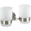WENKO Porte Brosse à Dent Mural, Gobelet Salle De Bain Double, Duo Bosio, Verre - Fixation Acier Inox, 17,5x9,5x9 Cm, Mat -Wenko || Grohe || HOMCOM Soldes 6580288 1