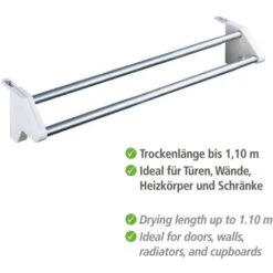 WENKO Etendoir Radiateur Twin, Séchoir à Linge Radiateur, Longueur D'étendoir 110 Cm, Aluminium, 60x13x11,5 Cm, Gris -Wenko || Grohe || HOMCOM Soldes 6580335 3