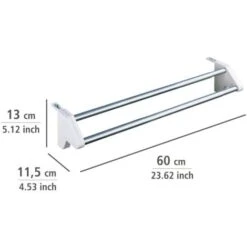 WENKO Etendoir Radiateur Twin, Séchoir à Linge Radiateur, Longueur D'étendoir 110 Cm, Aluminium, 60x13x11,5 Cm, Gris -Wenko || Grohe || HOMCOM Soldes 6580335 4