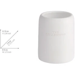 WENKO Gobelet Salle De Bain, Porte Brosse à Dent, The Collection, Polyrésine, Ø 8x10 Cm, Blanc -Wenko || Grohe || HOMCOM Soldes 6580495 3