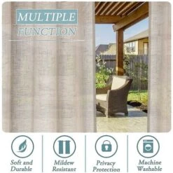 1pc Rideaux En Lin D'extérieur Pour Cour Imperméables, Auto-adhésifs Amovibles, Naturels (52 95 ) -Wenko || Grohe || HOMCOM Soldes 66025640 3