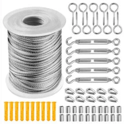 Solde- AGILITY, Corde En Acier Inoxydable à Suspendre Kit,50M Cable Métallique,kit Palissage Plantes Grimpantes,Câble Métallique Pour Garde Corps Escalier - 1