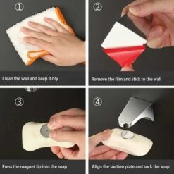 RHAFAYRE 2 Pièces Porte-Savon Magnétique, Porte-Savon Aimant Avec Ventouse, Porte-Savon En Acier Inoxydable Mural Sans Perçage, Facile à Démonter, Adapté Salle De Bain Cuisine, Baignoire Lavabo(style -Wenko || Grohe || HOMCOM Soldes 66212142 4