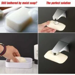 RHAFAYRE 2 Pièces Porte-Savon Magnétique, Porte-Savon Aimant Avec Ventouse, Porte-Savon En Acier Inoxydable Mural Sans Perçage, Facile à Démonter, Adapté Salle De Bain Cuisine, Baignoire Lavabo(style -Wenko || Grohe || HOMCOM Soldes 66212142 5