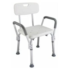 40 X 34 X 41-53cm Banc Médical Chaise Salle De Bain En Alliage D'aluminium Pour Douche De Sécurité Avec Dos & Poignée Blanc