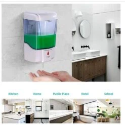 Distributeur Savon Mural,700ML Distributeur De Savon Automatique à Capteur Infrarouge Mural,Distributeur Gel Hydroalcoolique Pour Bains Appropriée,Cuisines,Hôtel,Restaurant… -Wenko || Grohe || HOMCOM Soldes 66555370 3